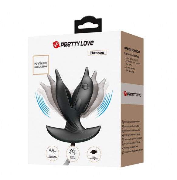 Pretty Love - Hanson Inflate Anal Vibration Massager (Chargeable - Black)